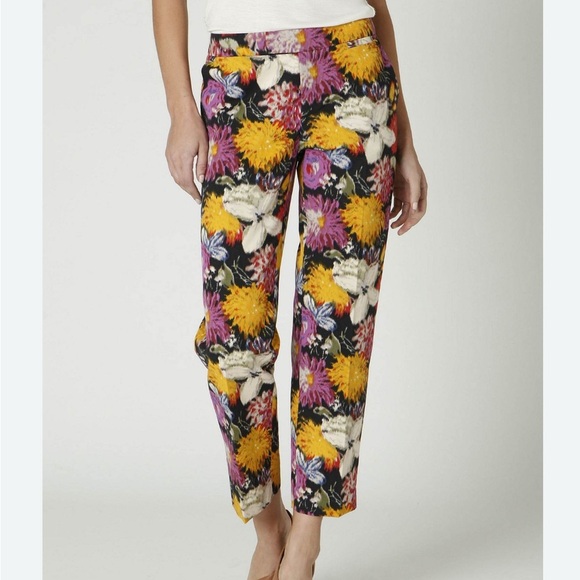 elevenses Pants - EUC Anthropologie Elevenses Floral Jacquard Trousers — Size 0